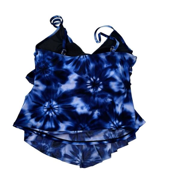 Aqua Green Navy Tie Dye Tiered Tankini Top NWT - Picture 7 of 12